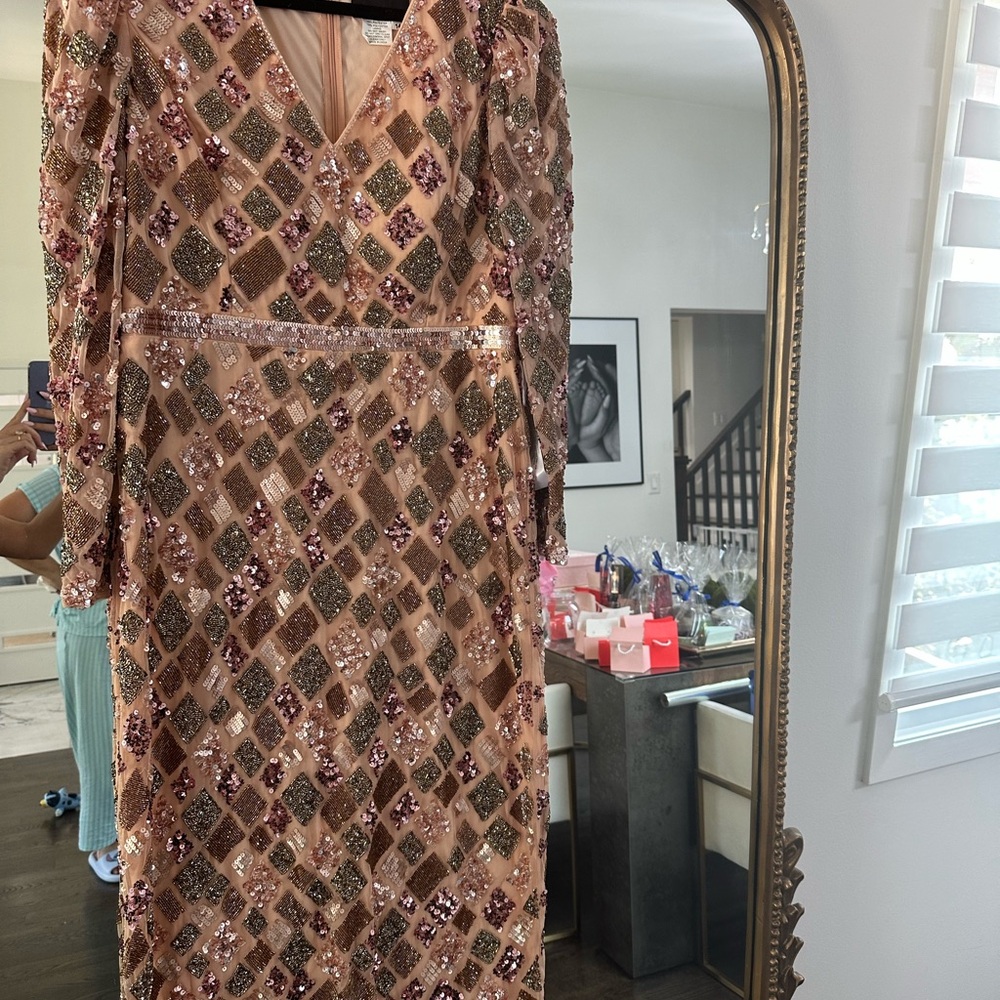 MacDuggal Sequin Long Sleeve Dress NWT